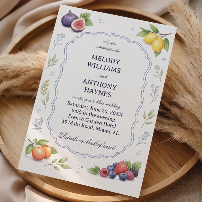 Mediterranean Fruit Floral Elegant Wedding Invitation (Creator Uploaded)