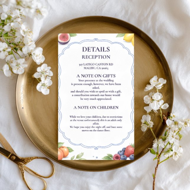 Mediterranean Fruit Floral Information Design Enclosure Card (Creator Uploaded)