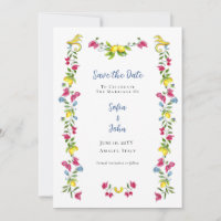 Mediterranean Garden Floral Save the Date