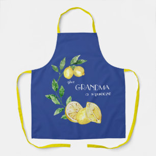 Mediterranean Give Grandma a Squeeze Blue Lemon Apron