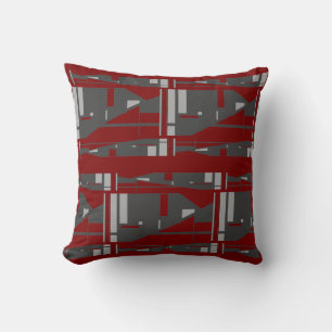 Mediterranean Gray Charcoal Burgundy Large Mosaics Cushion