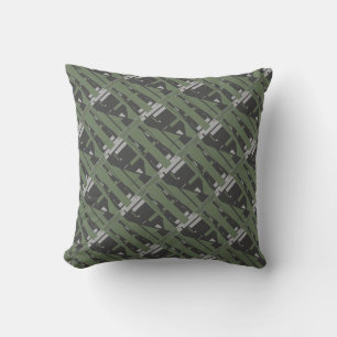 Mediterranean Grey Charcoal Olive Diagonal Tiles Cushion