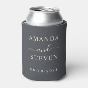 Mediterranean Grey Couple Names with Wedding Date Can Cooler