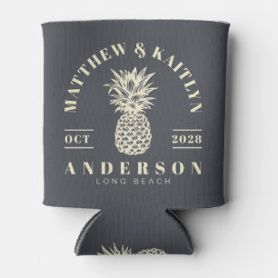 Mediterranean Grey Tropical Pineapple WeddingCrest Can Cooler