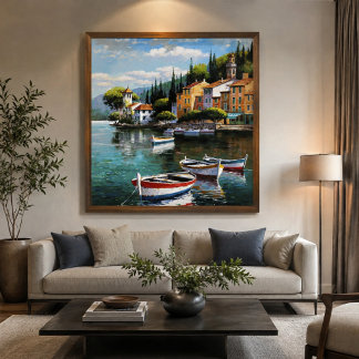 Mediterranean Harbor Serenity Canvas Print