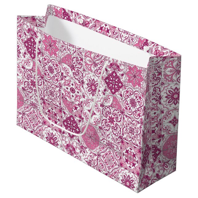 Mediterranean hues/ Azulejo tiles Large Gift Bag (Front Angled)
