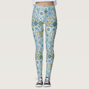 Mediterranean hues/ Azulejo tiles Leggings