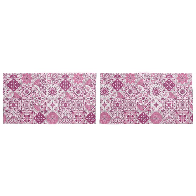 Mediterranean hues/ Azulejo tiles Pillowcase (Front-Set)