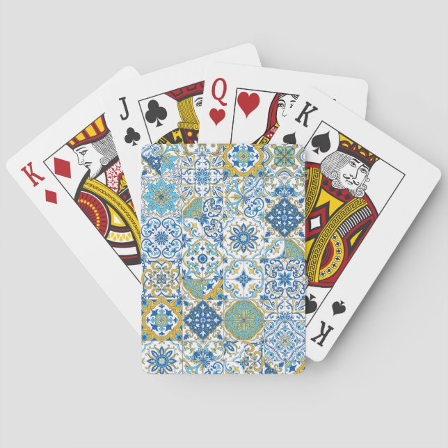 Mediterranean hues/ Azulejo tiles Playing Cards (Back)