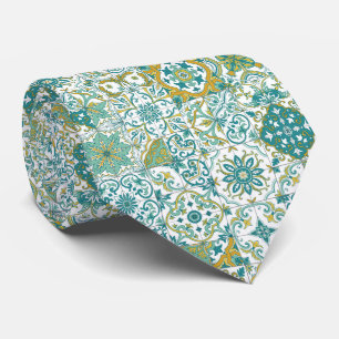 Mediterranean hues/ Azulejo tiles Tie