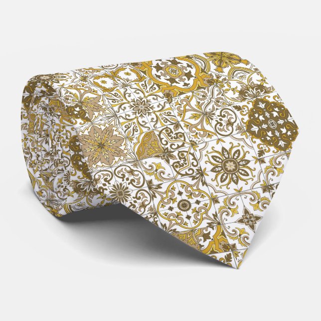 Mediterranean hues/ Azulejo tiles Tie (Rolled)