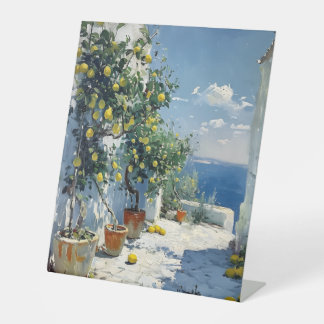 Mediterranean Impressionism with Lemons Pedestal Sign