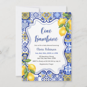 Mediterranean Italian Ciao Bambino Baby Shower Invitation