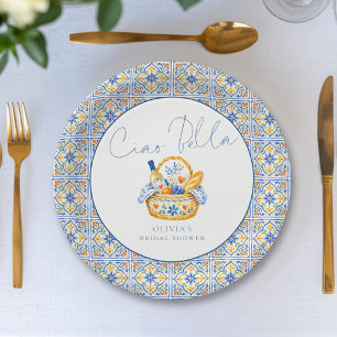 Mediterranean Italian Ciao Bella Bridal Shower Paper Plate