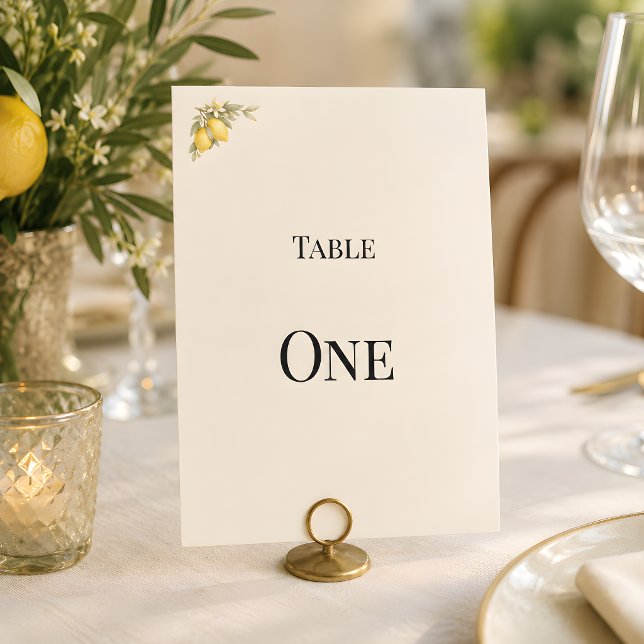 Mediterranean Italian Coastal Luxury Table Number  (Mediterranean themed wedding reception table number card)