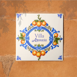 Mediterranean Italian House Sign – Villa Arancia Tile