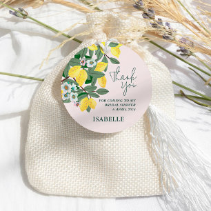Mediterranean Italian Lemon Pink Bridal Shower Favour Tags