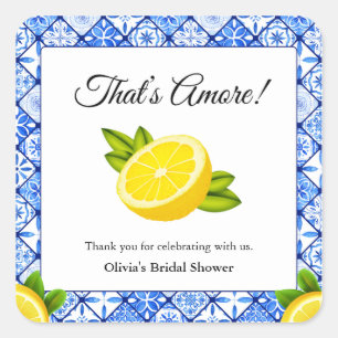 Mediterranean Italian That's Amore Bridal Shower Square Sticker