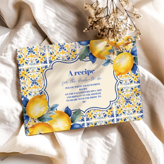 Mediterranean Italian Tile & Lemon Bridal Shower Enclosure Card (Creator Uploaded)