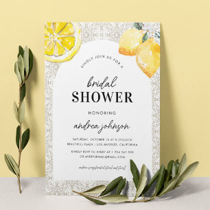 Mediterranean Italian Tile & Lemon Bridal Shower Invitation