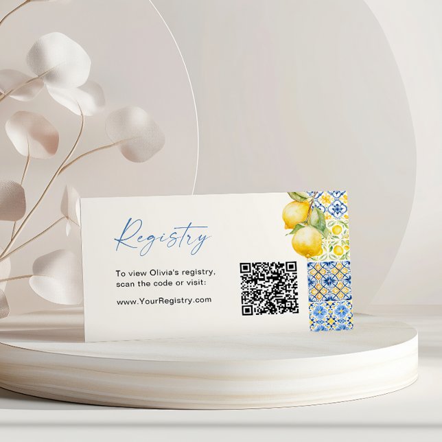 Mediterranean Italian Tiles QR Code Registry Enclosure Card (Creator Uploaded)