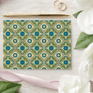 Mediterranean Italy Blue Tiles Bridal Shower Envelope