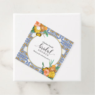 Mediterranean Italy Blue Tiles Bridal Shower Favour Tags