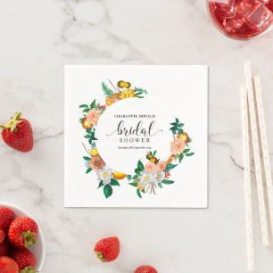 Mediterranean Italy Blue Tiles Bridal Shower Napkin