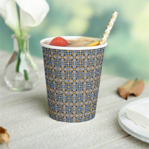 Mediterranean Italy Blue Tiles Bridal Shower  Paper Cups