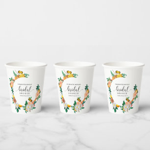Mediterranean Italy Blue Tiles Bridal Shower  Paper Cups