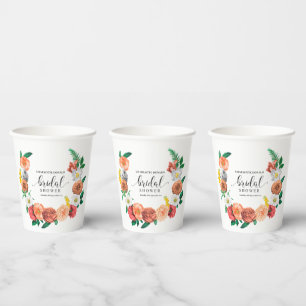 Mediterranean Italy Blue Tiles Bridal Shower  Paper Cups