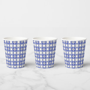 Mediterranean Italy Blue Tiles Bridal Shower  Paper Cups