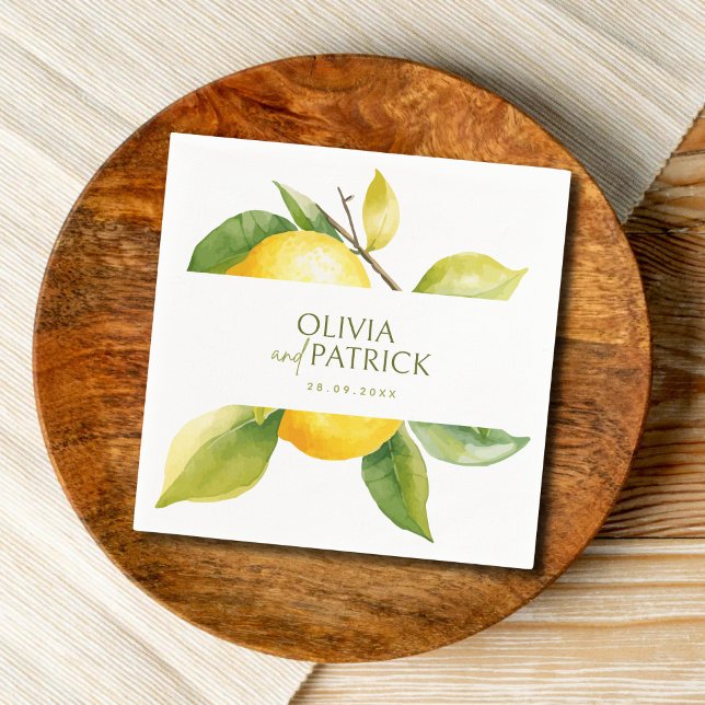 Mediterranean Italy Greece Lemon Vibrant Wedding Napkin (Creator Uploaded)