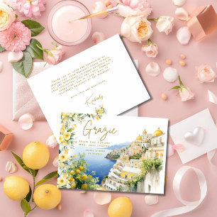 Mediterranean Italy Positano Italian Bridal Shower Thank You Card