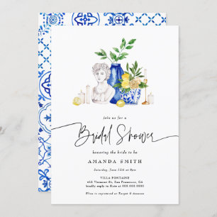 Mediterranean Italy Tiles Lemon Bridal Shower Invitation