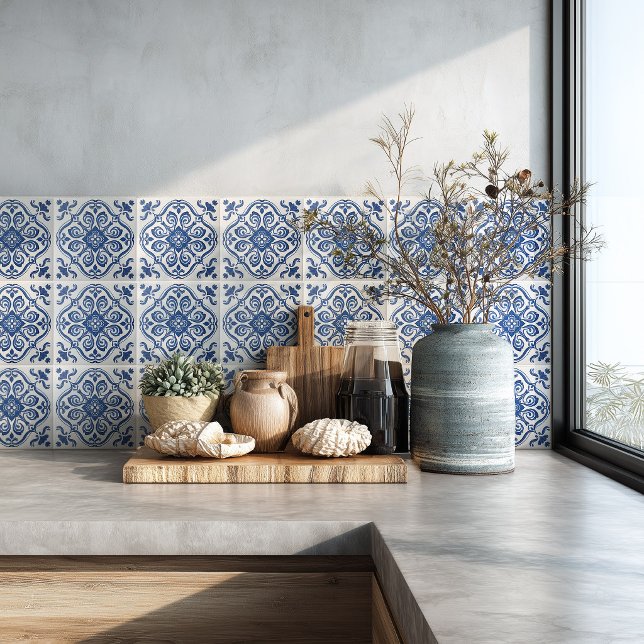 Mediterranean Kitchen Azulejo Pattern Backsplash Tile (Creator Uploaded)