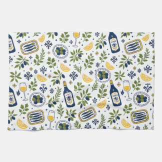 Mediterranean Kitchen Towels | Vino & Sardines