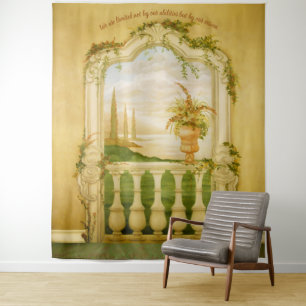 Mediterranean Lake View Mural Tapestry