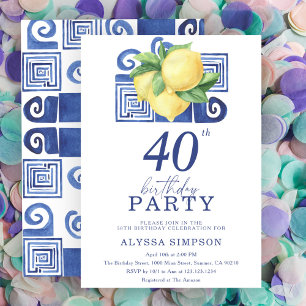 Mediterranean Lemon 40th Birthday Invitation