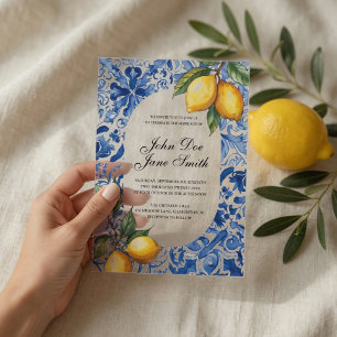 Mediterranean Lemon Acrylic Wedding  Invitations