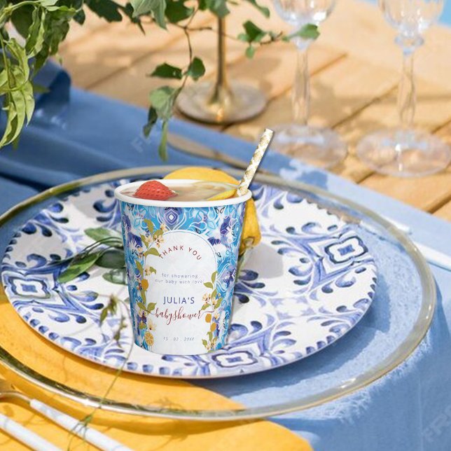 Mediterranean Lemon Amalfi Coast Baby Shower Paper Cups (Creator Uploaded)