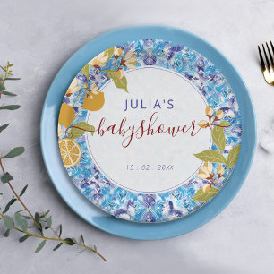 Mediterranean Lemon Amalfi Coast Baby Shower Paper Plate