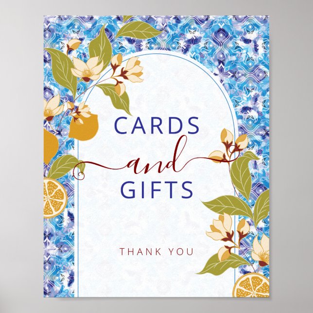 Mediterranean Lemon Amalfi Coast Baby Shower Poster (Front)