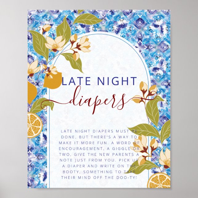 Mediterranean Lemon Amalfi Coast Baby Shower Poster (Front)