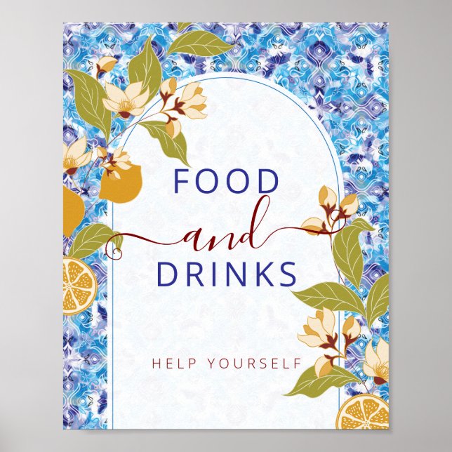 Mediterranean Lemon Amalfi Coast Baby Shower Poster (Front)