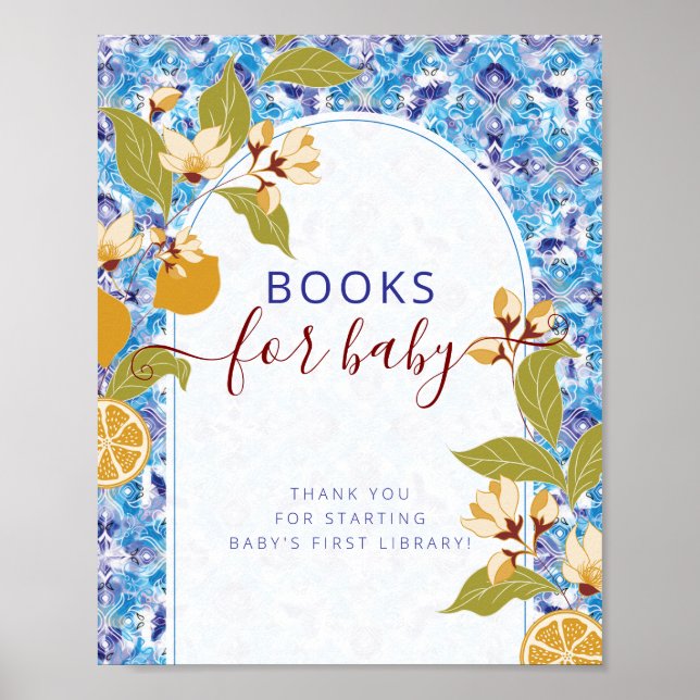 Mediterranean Lemon Amalfi Coast Baby Shower Poster (Front)