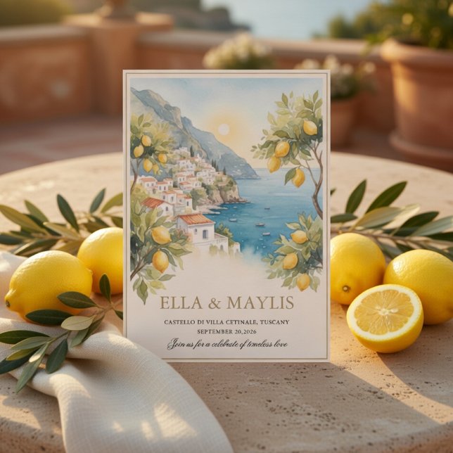 Mediterranean Lemon Amalfi Coast Wedding Invitation (Creator Uploaded)