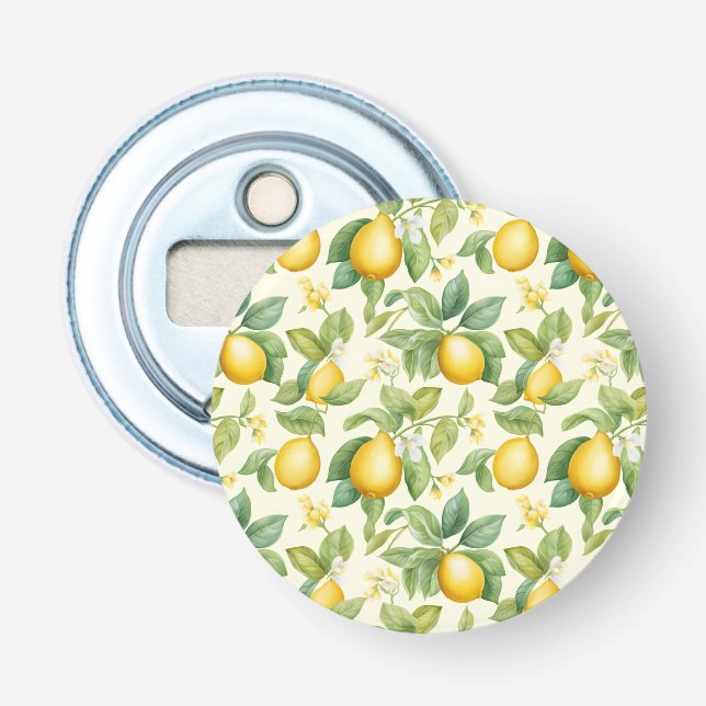 Mediterranean Lemon Blossoms Citrus Bottle Opener (Front)