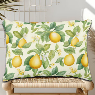 Mediterranean Lemon Blossoms Citrus Decorative Cushion