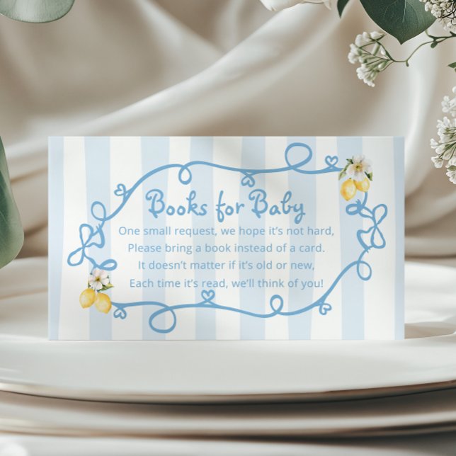 Mediterranean Lemon Blue Bows Books for Baby Enclosure Card (Creator Uploaded)